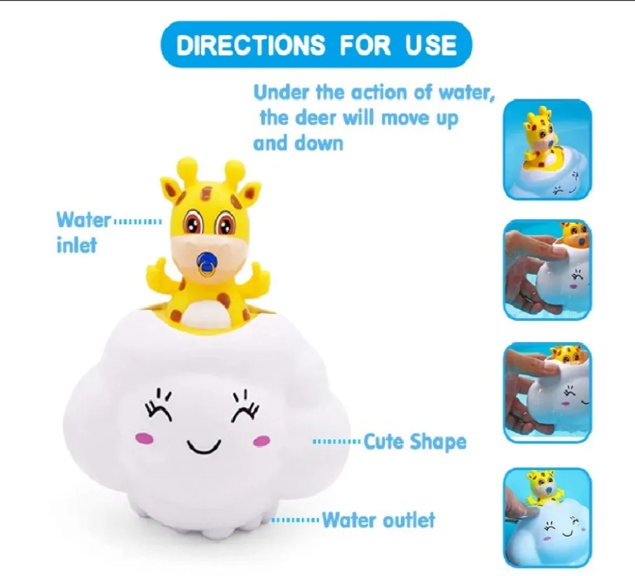 Baby Bath Toy, Bathing Cute Swimming Water Spraying Clouds Shower Bath Toy For Kids Water Playing Toy - Image 5