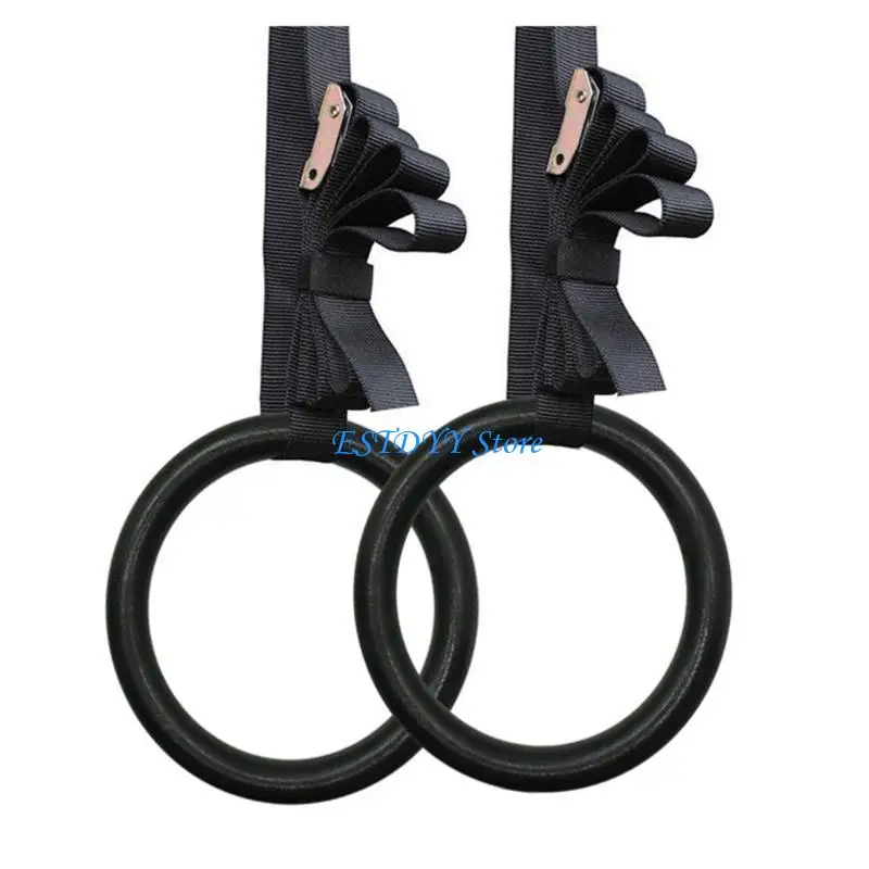 G6DE Gymnastic Rings Gym Rings for Kids Adults Pulls Up Gym Rings Trapeze Rod Equipment Home Exercise Rings with Strap - Image 7
