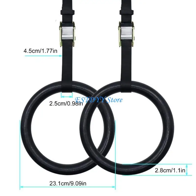 G6DE Gymnastic Rings Gym Rings for Kids Adults Pulls Up Gym Rings Trapeze Rod Equipment Home Exercise Rings with Strap - Image 6