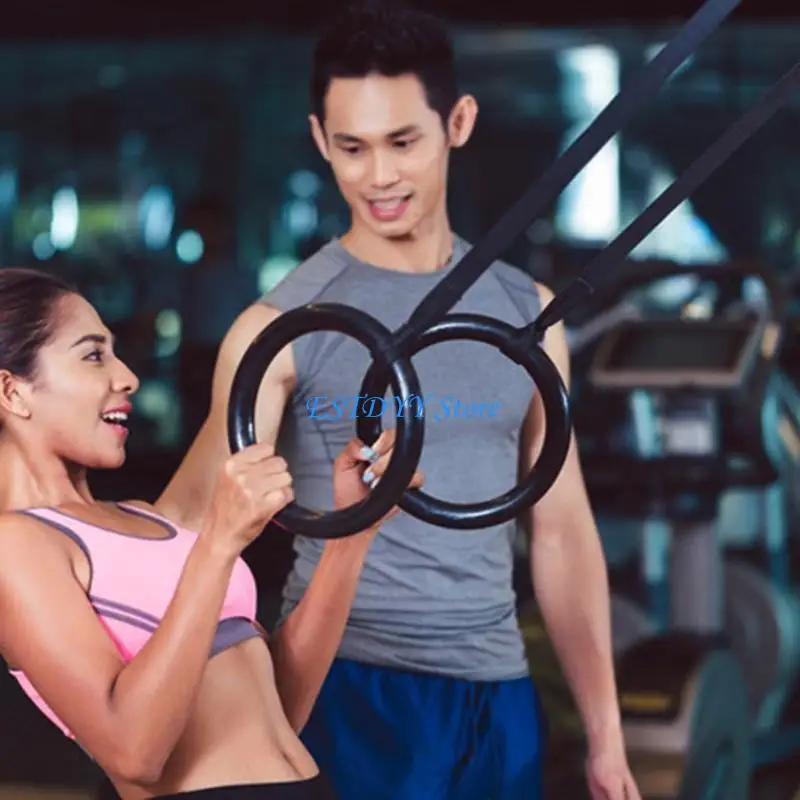 G6DE Gymnastic Rings Gym Rings for Kids Adults Pulls Up Gym Rings Trapeze Rod Equipment Home Exercise Rings with Strap - Image 5